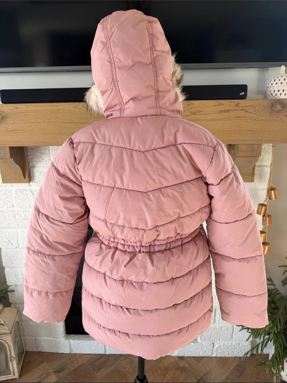 The Children's Place Pink Faux-Fur Hooded Puffer Coat